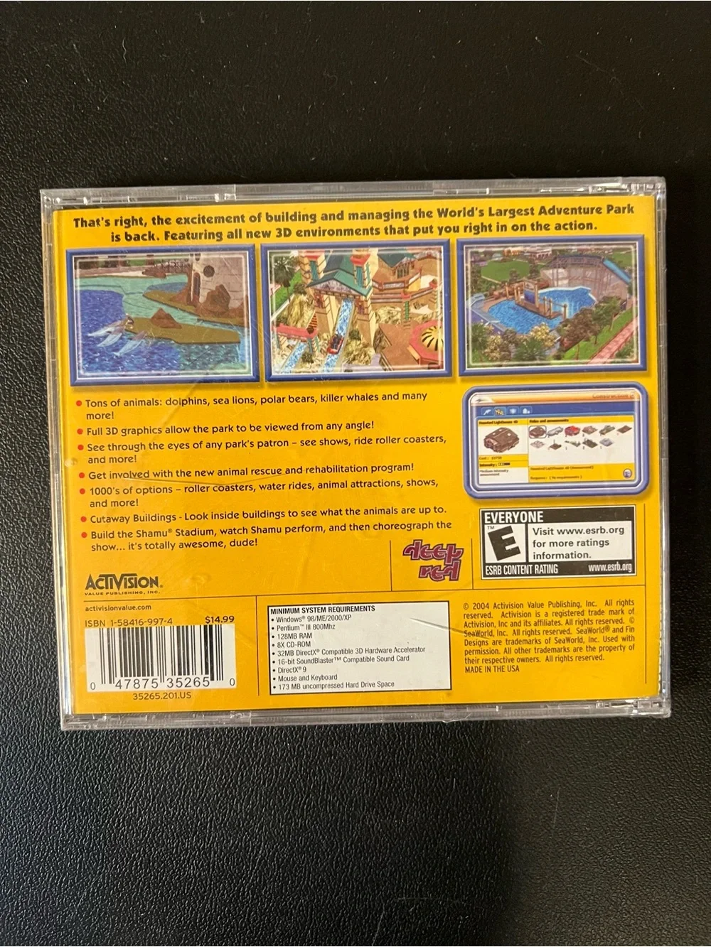 SeaWorld Adventure Parks Tycoon PC Windows 98/2000 Activision CD New Sealed
